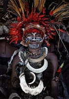 Постер "Житель племени папуа-новой гвинеи" Черный, Белый, Дерево A4 [21×30] , A3 [30x40]