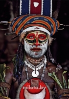 Постер "Мужчина народа папуа-новой гвинеи" Черный, Белый, Дерево A4 [21×30] , A3 [30x40]