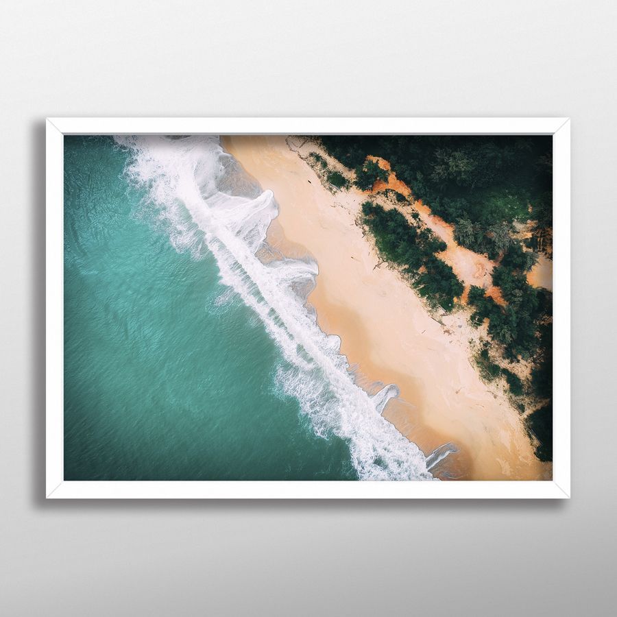 Постер "Пляж с высоты" Черный, Белый, Дерево A4 [21×30] , A3 [30x40], A2 [40x60], A1 [60x80]