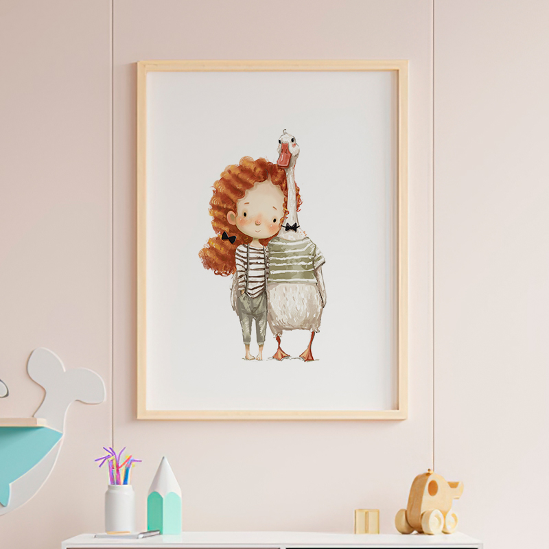 Постер "Девочка и гусь" от Интернет магазина Милота