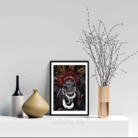 Постер "Житель племени папуа-новой гвинеи" Черный, Белый, Дерево A4 [21×30] , A3 [30x40]