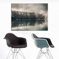 Постер "Озеро в тумане" Черный, Белый, Дерево A4 [21×30] , A3 [30x40]