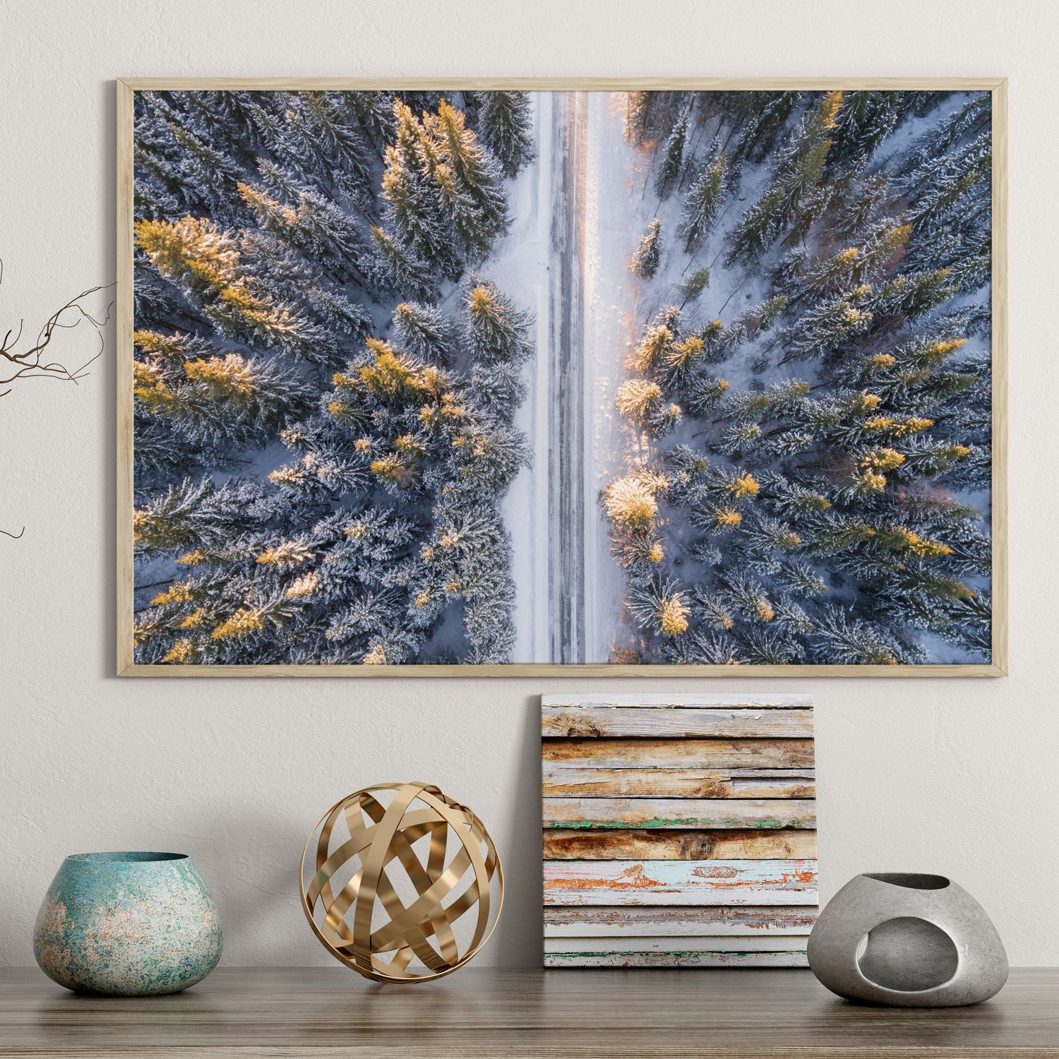 Постер "Зимний лес" Черный, Белый, Дерево A4 [21×30] , A3 [30x40], A2 [40x60]
