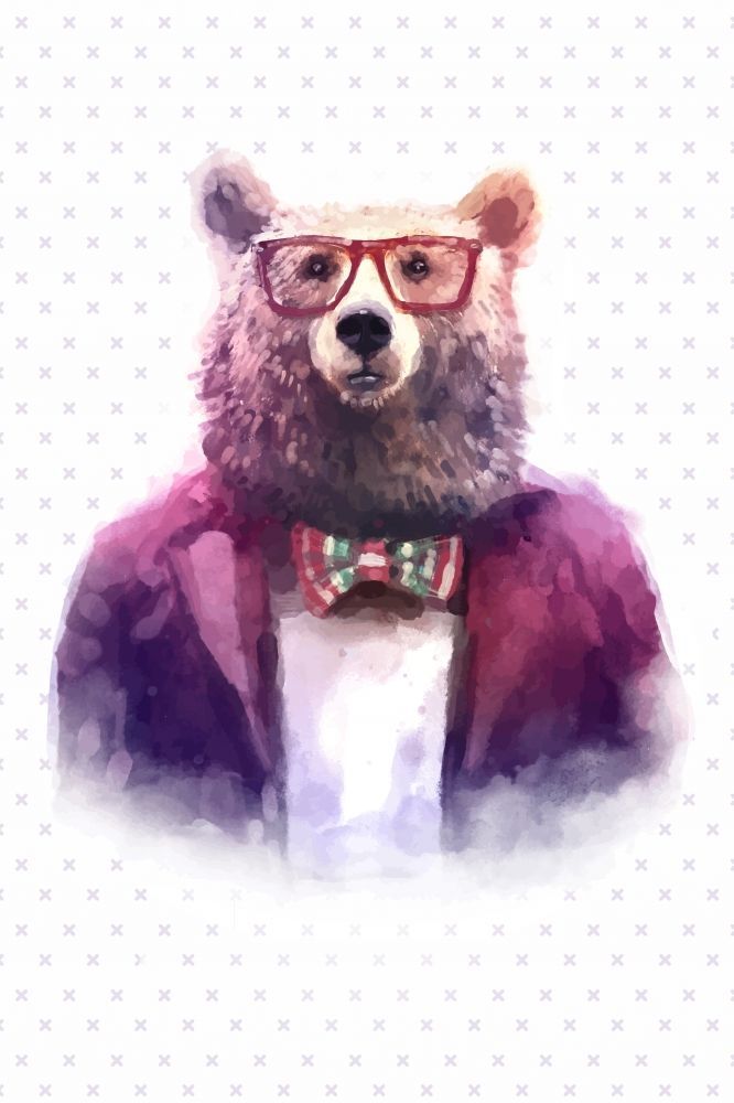 Постер "Медведь хипстер" от Интернет магазина Милота