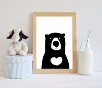 Постер "Черный медведь нордик" от Интернет магазина Милота