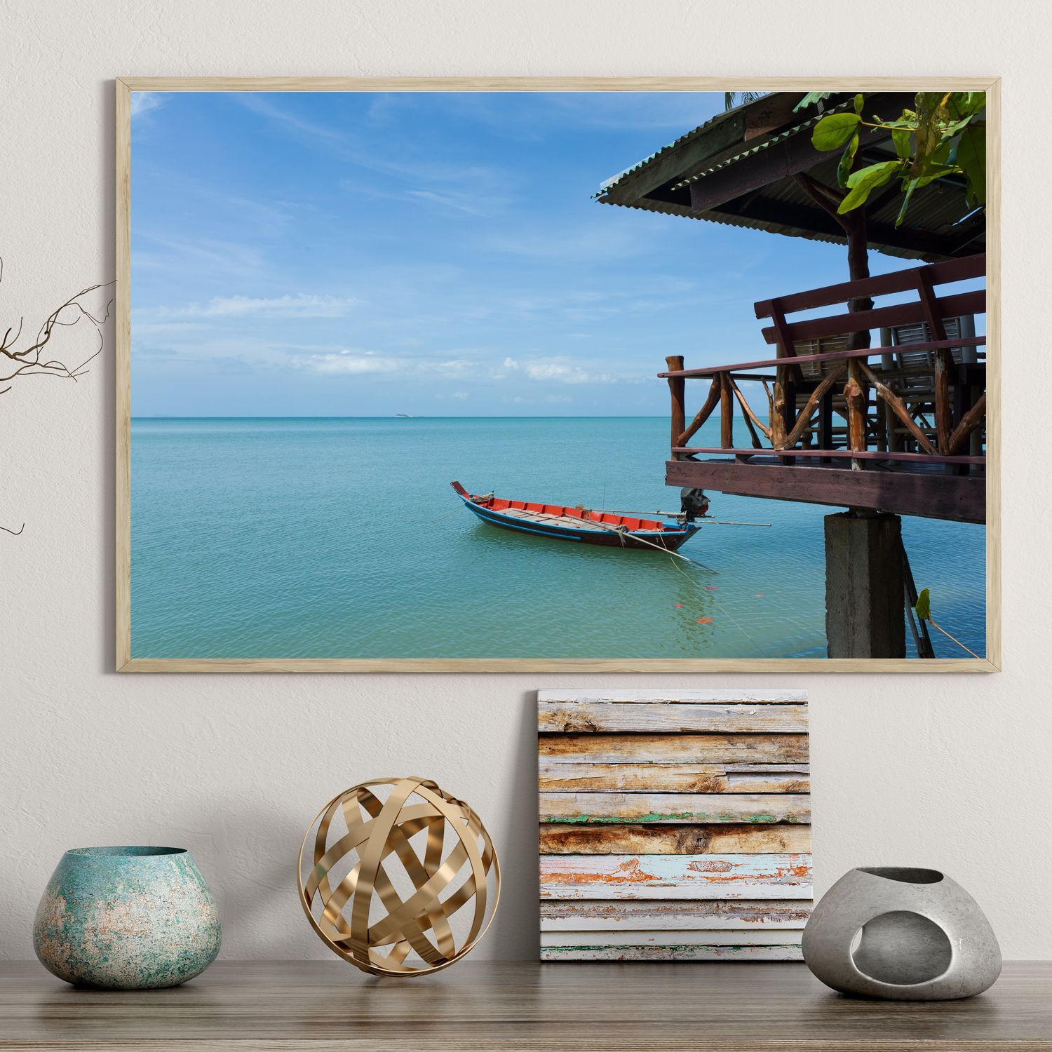 Постер "Море в Тайланде" Черный, Белый, Дерево A4 [21×30] , A3 [30x40], A2 [40x60]