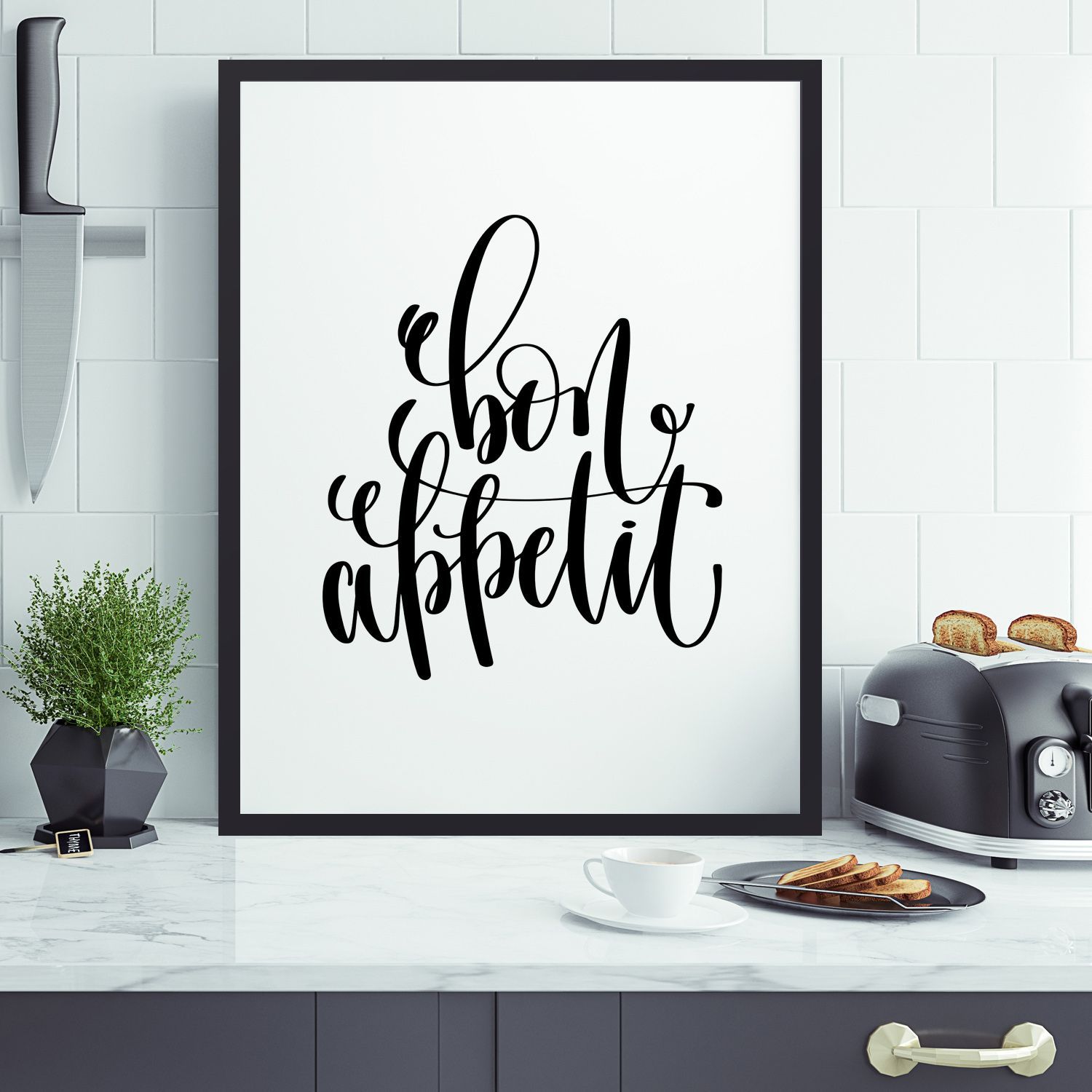 Постер "Bon Appetit каллиграфия"
