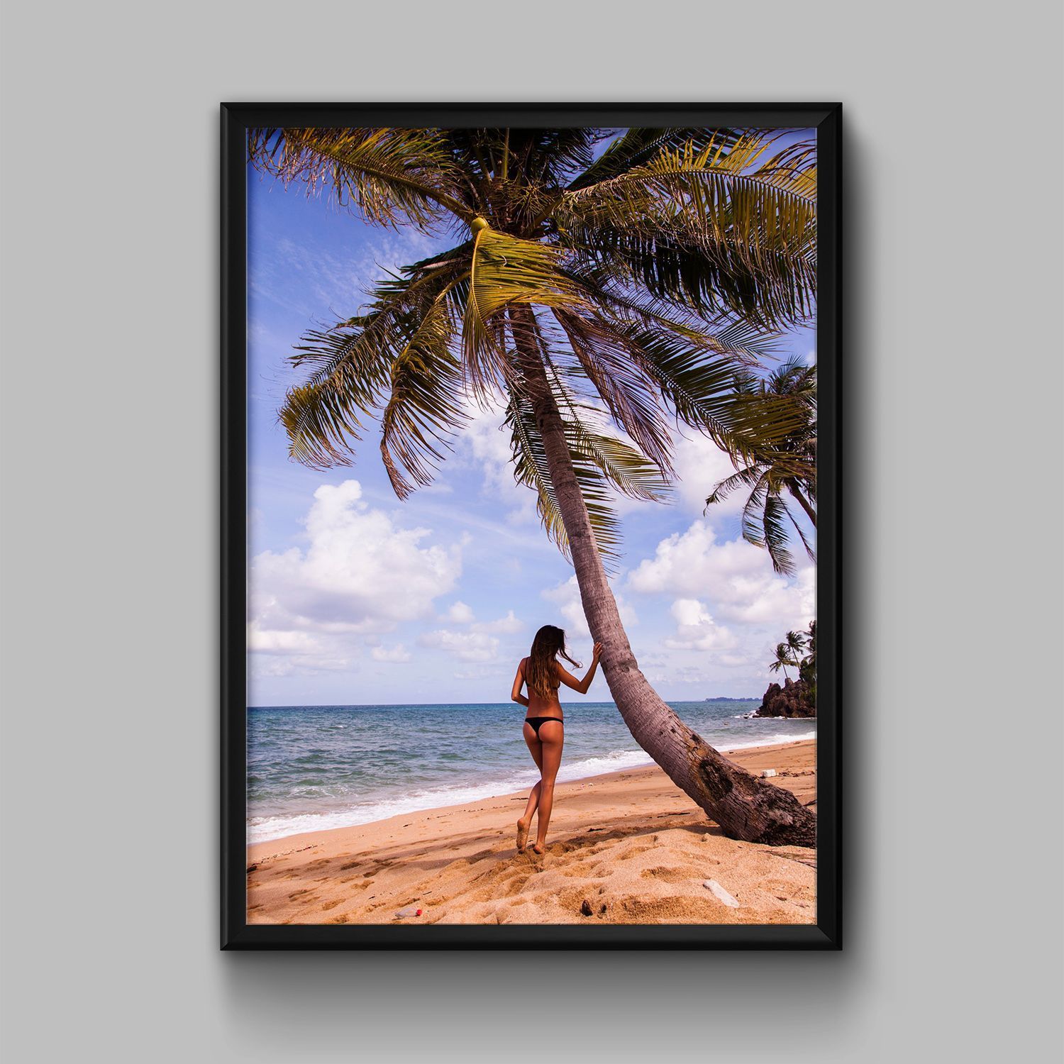 Постер "На пляже" Черный, Белый, Дерево A4 [21×30] , A3 [30x40]