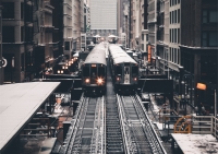 Постер "Железная дорога Чикаго " Черный, Белый, Дерево A4 [21×30] , A3 [30x40]