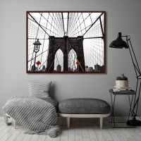 Постер "Brooklyn bridge" Черный, Белый, Дерево A4 [21×30] , A3 [30x40], A2 [40x60], A1 [60x80]