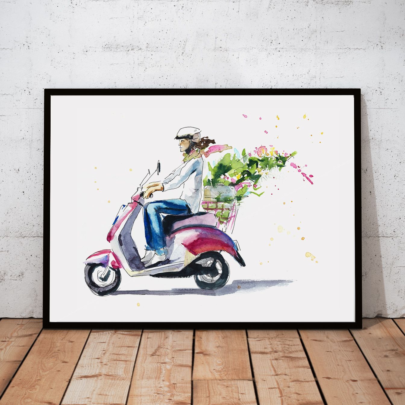 Постер "Девушка на скутере" от Интернет магазина Милота