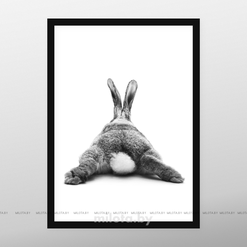 Постер &quot;Bunny Tail&quot; A4 с рамкой черный