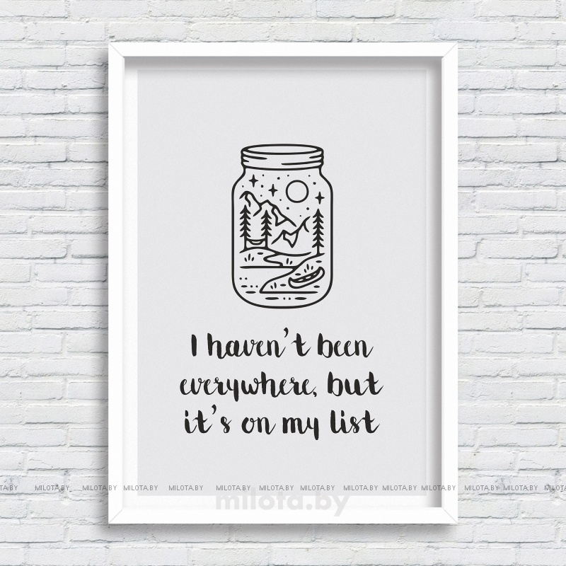 Постер &quot;Its on my list&quot; A4 с рамкой белый