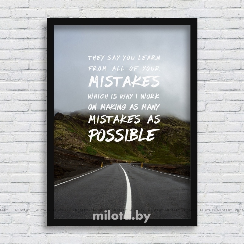 Постер &quot;Mistakes&quot; A3 с рамкой черный