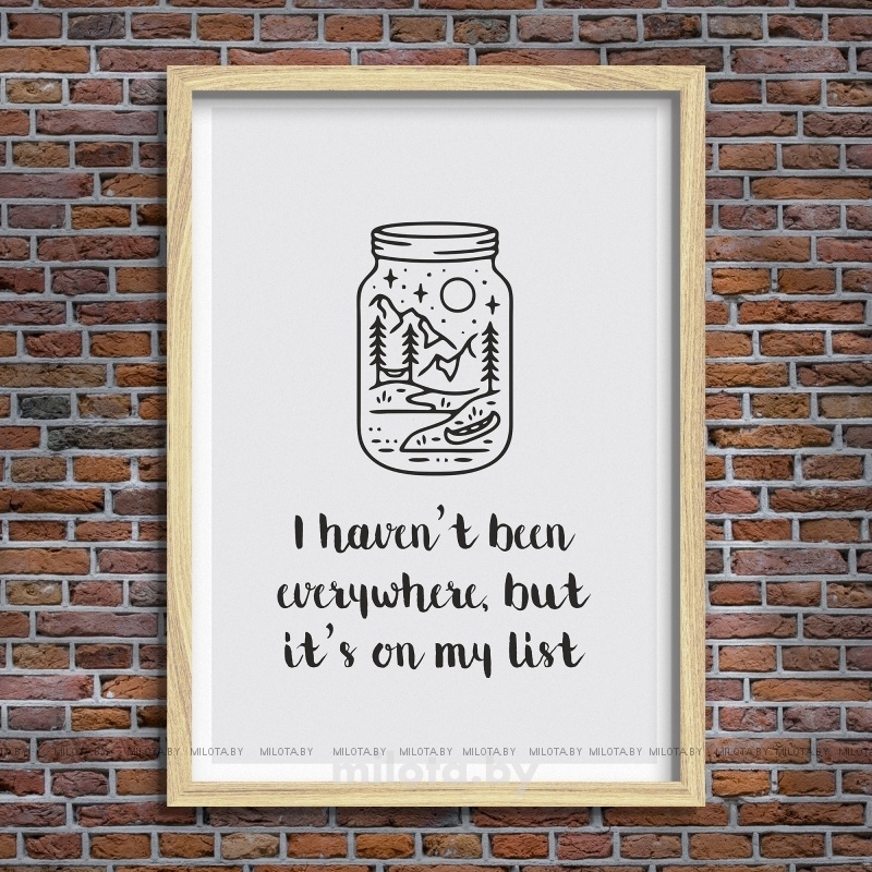 Постер &quot;Its on my list&quot; A4 с рамкой дерево