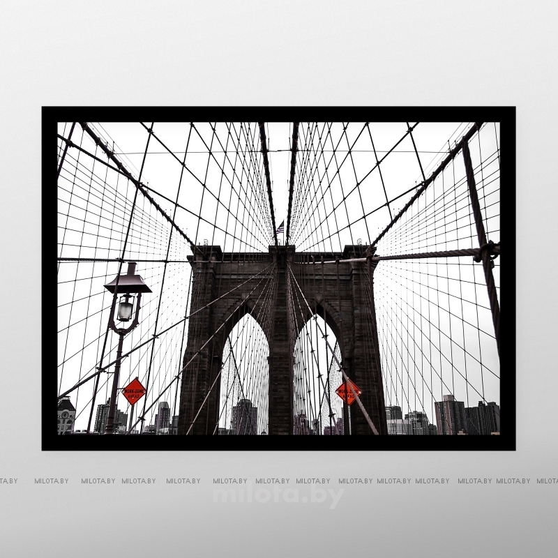 Постер &quot;Brooklyn bridge
&quot; A4 с рамкой черный