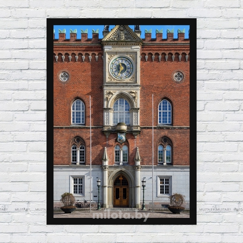 Постер &quot;Odense City Hall&quot; A4 с рамкой черный