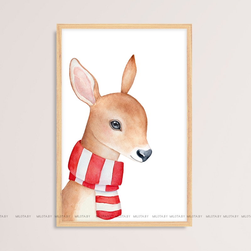 Постер "Олененок в шарфе" от Интернет магазина Милота