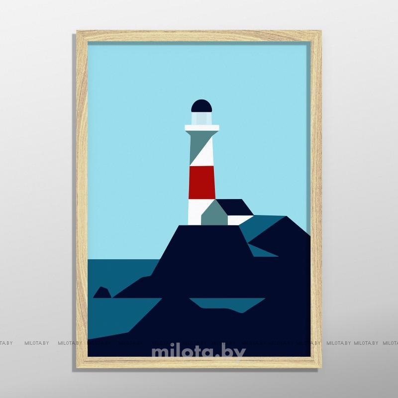 Постер &quot;Lighthouse&quot; A4 с рамкой дерево