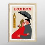 Постер "London" A2 с рамкой дерево