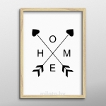 Постер "HOME" A4 с рамкой дерево