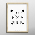 Постер "HOME" A3 с рамкой дерево