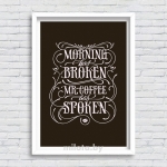 Постер "Morning has broken (brown)" A3 с рамкой белый