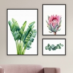 Набор постеров "Банановые листья с протеей"