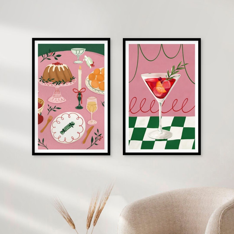 Набор постеров "Розовый коктейль"